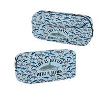 BNQL Shark Pencil Case Sharks Gift Life is Better with A Shark Zipper Pouch Pen Bag Ocean Animal Gifts Sharks Makeup Cosmetic Bags