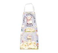 BNQL Sheep Apron Sheep Gifts for Sheep Lovers Sheep Farmer Gifts Easily Distracted By Sheep Cooking Kitchen Apron with Pockets
