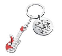 BNQL Silver Music Guitar Keychain - Stainless Steel, Unisex, Modern, Cable Chain - Guitar Players, Music Lovers, Guitarists - Adults Gift