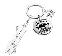 BNQL Skiing Keychain Snowboarding Gift for Ski Lovers On The Top Of The Mountain Where Every Thing Makes Sense Skiing Key Ring
