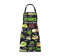 BNQL Vietnamese Herbs And Spices Apron Herbalist Gift Southeast Asian Food Botanical Gifts Herb Kitchen Apron With Pockets