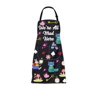 BNQL We're All Mad Here Alice Gifts Apron Alice Movie Fans Gifts Alice Fairy Tale Gifts Alice Cooking Kitchen Apron with Pockets (Alice Gifts Apron)