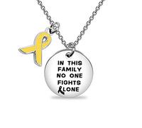 BNQL Yellow Ribbon Necklace Cancer Awareness Gifts Jewelry Cancer Survivor Gifts In This Family No One Fights Alone L