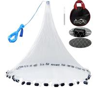 Bnqoe Fishing Cast Net Saltwater Casting Net with Heavy Duty Black Weights Monofilament Throw Nets for Fishing Bait with Bag 4FT 5FT 6FT 8FT 10FT 12FT Radius (3/8 Mesh, 12Ft)