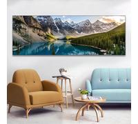 BNREDA Canvas Pictures Mountains Landscape Nature Modern Panorama Pictures Large XXL Bedroom Living Room Wall Decoration Wall Picture Sunset Sea Beach Frameless (C, 50x150cm, Unframed)