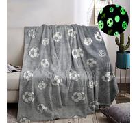 BNREDA Cosy blanket for children Glow in the dark 150x200cm, football print blanket Glow in the dark, fluffy soft sofa blanket for girls and boys (A, 150x200cm)
