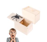 BNREOZA 1 Piece Spider Box, Spider Box, Wooden Spider Box, Rotating Spider Box, Scare Box for Kids Adults, Halloween Party Favors