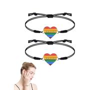 BNREOZA 2pcs LGBT Heart Bracelet for Women Male Rainbow Bracelet, Gay Pride Bracelet, Lesbian Gay Bracelet, BFF Bracelet, LGBTQ Magnetic Couple Bracelet