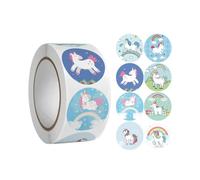 BNREOZA 500pcs Unicorn Stickers, Round Unicorn Stickers, Unicorn Reward Stickers, Round Cartoon Stickers, Unicorn Stickers for Kids, Animal Pattern Stickers