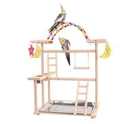 bnsggl Parrots Bird Gym Playstand Set Wood Parakeets Playgrounds Budgies Toy Bird Stand For Small Birds And Cockatiels