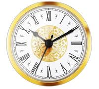 bnsggl Quartz Clock Movement Replacement, Round Clock Small Clock Insert Roman/Arabic Numerals Gold/Silver Trim For Craft And Replacement Clocks 70mm 80mm 90mm