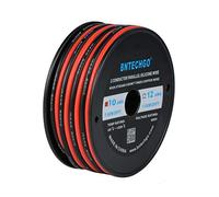 BNTECHGO 10 Gauge Flexible 2 Conductor Parallel Silicone Wire Spool Red Black High Resistant 200 deg C 600V for Single Color LED Strip Extension Cable Cord,Model,25ft Stranded Tinned Copper Wire