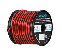 BNTECHGO 14 Gauge Flexible 2 Conductor Parallel Silicone Wire Spool Red Black High Resistant 200 deg C 600V for Single Color LED Strip Extension Cable Cord,model,50ft Stranded Tinned Copper Wire