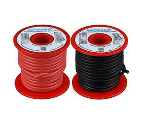 BNTECHGO 14 Gauge Silicone Wire Spool 50 ft Ultra Flexible High Temp 200 deg C 600V 14 AWG Silicone Wire 400 Strands of Tinned Copper Wire 25 ft Black and 25 ft Red Stranded Wire for Model Battery