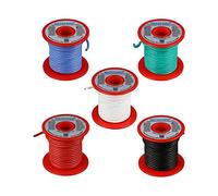 BNTECHGO 16 Gauge Silicone Wire Kit Red Black White Blue and Green Each 50ft 16 AWG Stranded Wire