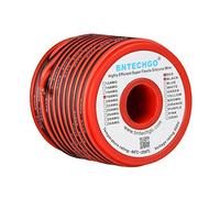 BNTECHGO 18 Gauge Flexible 2 Conductor Parallel Silicone Wire Spool Red Black High Resistant 200 deg C 600V for Single Color LED Strip Extension Cable Cord,model,50ft Stranded Tinned Copper Wire