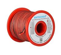 BNTECHGO 20 Gauge Flexible 2 Conductor Parallel Silicone Wire Spool Red Black High Resistant 200 deg C 600V for Single Color LED Strip Extension Cable Cord,model,50ft Stranded Tinned Copper Wire