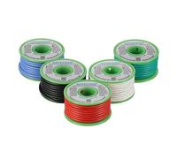 BNTECHGO Ultra Flexible 16 Gauge Silicone Wire Spool 5 Color Red Black White Blue and Green High Resistant 200 deg C 600V Electronic Wire 16 AWG Stranded Wire 252 Strands Tinned Copper Wire Hook Up