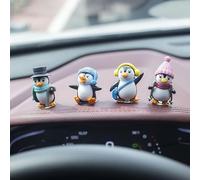 BNTR Penguin Accessory 4-Pack Car Office Home Decoration Stocking Stuffers Cute Creative Animal Car Dashboard Decoration Car Interior House Ornament Valentine Nice Gift