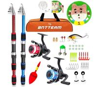 BNTTEAM 6 PACKS Spinning Fishing Rod Combo 99% Carbon Telescopic Retractable Mini Ultra Light 1.8M 2.1M 2.4M 3.0M 3.6M Rod With12BB Fising Reel Lures Hooks Line Float (Double FULL 1.8M/5.9FT)