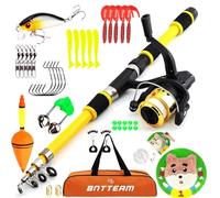BNTTEAM 6 PACKS Spinning Fishing Rod Combo 99% Carbon Telescopic Retractable Mini Ultra Light 1.8M 2.1M 2.4M 3.0M 3.6M Rod With12BB Fising Reel Lures Hooks Line Float (YELLOW FULL 1.8M/5.9FT)