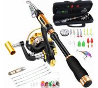 BNTTEAM Combo Set Telescopic Fishing Rod Carbon Spinning Reel with Bag Baits for Sea Freshwater Pond River