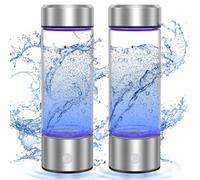 Bntuk 2 Pack Hydrogen Water Bottle, Portable Rechargeable Hydrogen Water Bottle Generator [Gifts for Him Her], Hydrogen Water Machine for Home Travel Office Exercise (Silver)