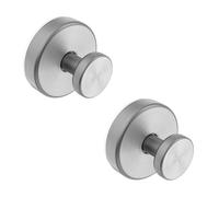Bntuk Suction Cup Hooks for Shower, Removable Towel Hooks for Bathroom Window Glass Door Wall, Bath Robe Looafh Hook for Hanging - 2 Pack, Silver