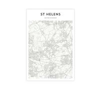 BNUAF St Helens Map United Kingdom Canvas Poster Bedroom Decor Landscape Office Room Decor Gift 20x30inch(50x75cm)