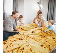 Bnuitland 90 Inches Tortilla Burritos Pattern Blanket, 300 GSM Double Sided Giant Flour Novelty Taco Funny Realistic Food Blanket with Pouch for Bed/Sofa/Couch, Super Soft Flannel