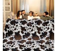 Bnuitland Brown Cow Print Blanket, Large Size 108x90 Inches with Storage Pouch, 300 GSM Double Sided Lightweight Fuzzy Decor, Super Soft Cozy Gift Flannel Fleece Blanket for Bed/Sofa/Couch/Outdoor