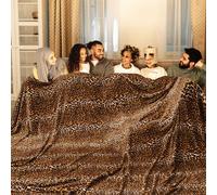 Bnuitland Leopard Cheetah Print Oversized Blanket (120x120 Inch) with Storage Pouch, 300 GSM Super Soft Flannel Fleece, 10x10 Huge Blanket California Extra Large for Bed/Couch/Family