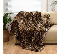 Bnuitland Leopard Print Fleece Flannel Throw Blanket with Storage Pouch for Bed Sofa Travel, 300 GSM Double Sided Super Soft Fuzzy Fluffy Cheetah Print Blanket for Adults and Kids, 50×60 inch