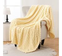 Bnuitland Light Yellow Super Soft Flannel Throw Blanket, 3D Clouds Stylish Jacquard Lightweight Blanket for Bed,Sofa,Couch,Home Decor, 300 GSM Fleece Cozy Warm, Suitable for All Seasons, 50X70 inches