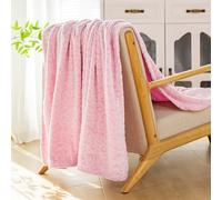 BNuitland Pink Leopard Print Fleece Flannel Throw Blanket with Storage Pouch, 300 GSM Double Sided Bed/Sofa/Travel Throw, Super Soft Fuzzy Fluffy Cheetah Print Blanket for Adults and Kids, 50x60inch