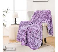 Bnuitland Purple Leopard Print Flannel Throw Blanket, 300 GSM Double Sided Fuzzy Fluffy for Bed Sofa Couch Travel, Super Soft Lightweight Cheetah Print Blanket for Adultsa and Kids, 50×60 inch