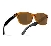 Bnus italy made classic sunglasses corning real glass lens w. polarized option, B8132 Crystal Brown / Brown Lens, 55 mm