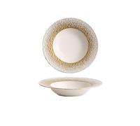 BNUTFRDD Plates Phnom Penh Western Ceramic Tableware Relief Creative Soup Plate Restaurant Pasta Salad Plate Dishes(A)