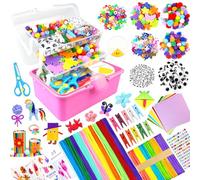 BNUZEIYI Arts and Crafts Supplies for Kids - Craft Kit 3-Layered Kids Craft Box with Pipe Cleaners DIY Homeschool Supplies Materials Toys Gifts for Toddlers, Girls & Boys Age 4-8, 8-12, Red
