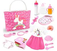 BNUZEIYI Baby Doll Accessories - Feeding and Caring Set with Diaper Bag, Bottles for Girls Toys Gift, Stuff Clothes Fit 14-16 Inch and 18 Inch Dolls
