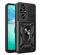 Bnvdfre for Honor 200 5G Case with Camera Cover Slider Magnetic Ring Stand Holder Protective Heavy Duty Shockproof Silicone Hard Armour Military Case for Honor 200 5G,Black
