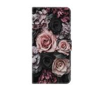 Bnvdfre for Honor 400 Lite Case Protective Flip Phone Case Shockproof Card Holder with Magnetic Stand Leather Art Pattern Cover for Honor 400 Lite, Little Rose