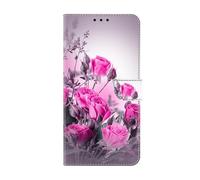 Bnvdfre for Honor 90 Lite Case Shockproof Wallet Flip Phone Case Card Holder with Magnetic Kickstand Leather Protective Cover for Honor 90 Lite, Purple flowers