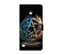 Bnvdfre for Honor Magic 5 Lite Folio Case Shockproof Wallet Phone Case Card Holder with Magnetic Kickstand Leather Protective Cover for Honor Magic 5 Lite, Pentagram