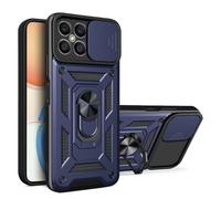 Bnvdfre for Honor X6C Case with Camera Cover Slider Magnetic Ring Stand Holder Protective Heavy Duty Shockproof Silicone Hard Armour Military Case for Honor X6C,Blue