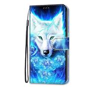 Bnvdfre for Samsung Galaxy A37 5G Case Flip PU Leather Phone Case Shockproof with Card Holder Magnetic Stand Protector Cover for Samsung Galaxy A37 5G, Wolf