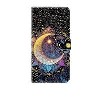 Bnvdfre for Samsung Galaxy A70 Case Shockproof Wallet Flip Phone Case Card Holder with Magnetic Kickstand Leather Protective Cover for Samsung Galaxy A70, Brilliant Moon