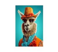 BNVJFNE Abstract Camel with Hat Poster Canvas Poster Bedroom Decor Landscape Office Room Decor Gift 12x18inch(30x45cm)