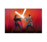 BNVJFNE Anakin Vs Obi-Wan Kenobi, Battle of Heroes Canvas Poster Bedroom Decor Landscape Office Room Decor Gift 08x12inch(20x30cm)
