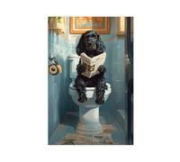 BNVJFNE Cocker Spaniel Reading on The Toilet Canvas Poster Wall Art Decor Print Picture Paintings for Living Room Bedroom Decoration 08x12inch(20x30cm)